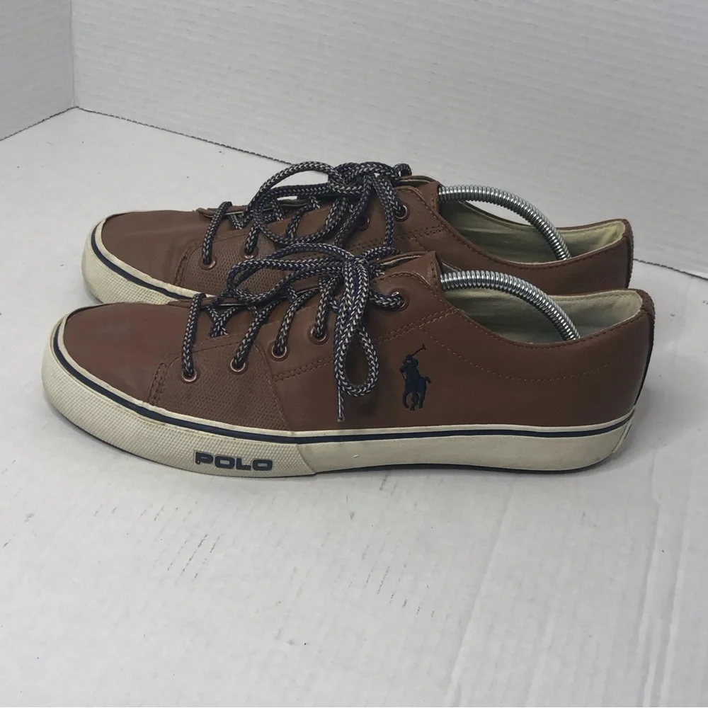 Ralph Lauren Loafers Polo Mens 11.5D Cantor Low II Leather Brown Boat Shoes